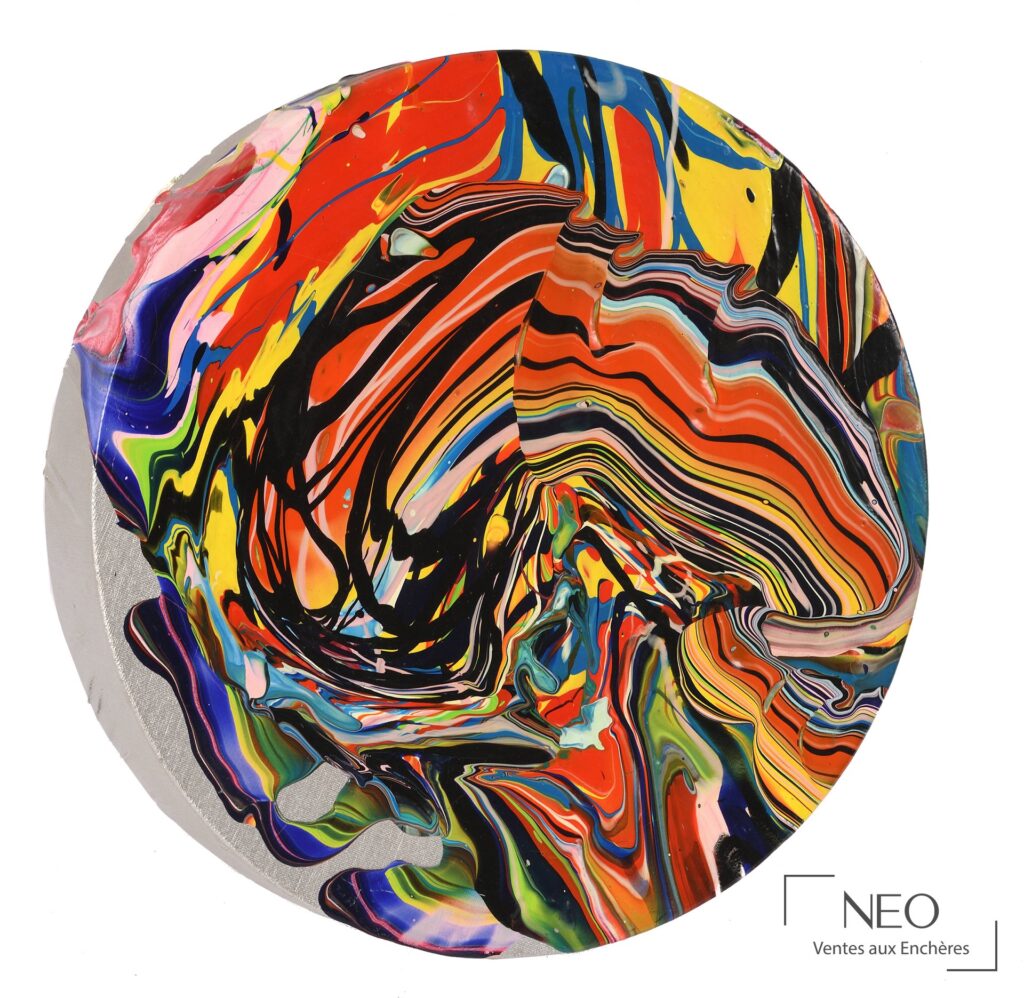 Composition circulaire abstraite aux couleurs vives sur toile