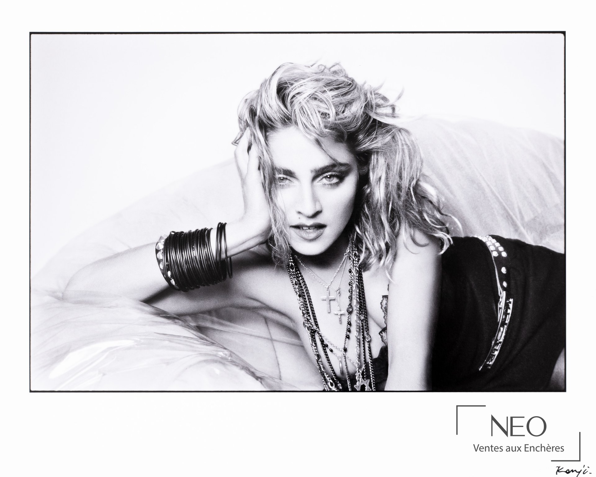 Portrait en noir et blanc de Madonna