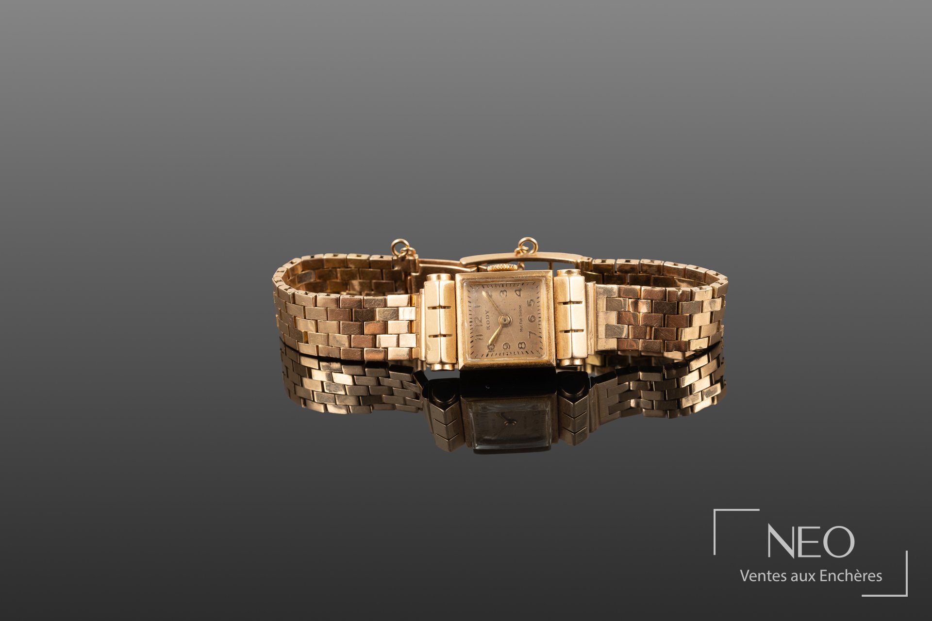 KODY montre bracelet en or jaune 18 carats, cadran doré