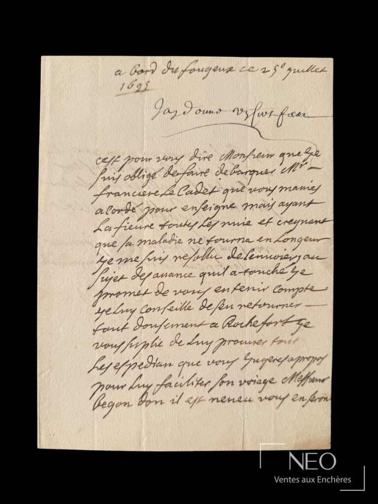 Lettre autographe signée de La Galissonnière