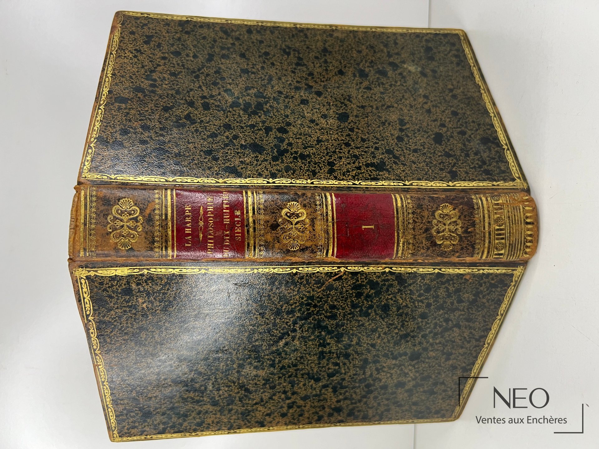 Livre relié en basane marbrée