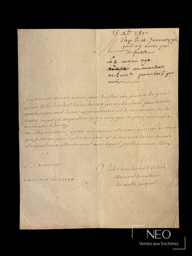 Lettre autographe signée sur papier crème