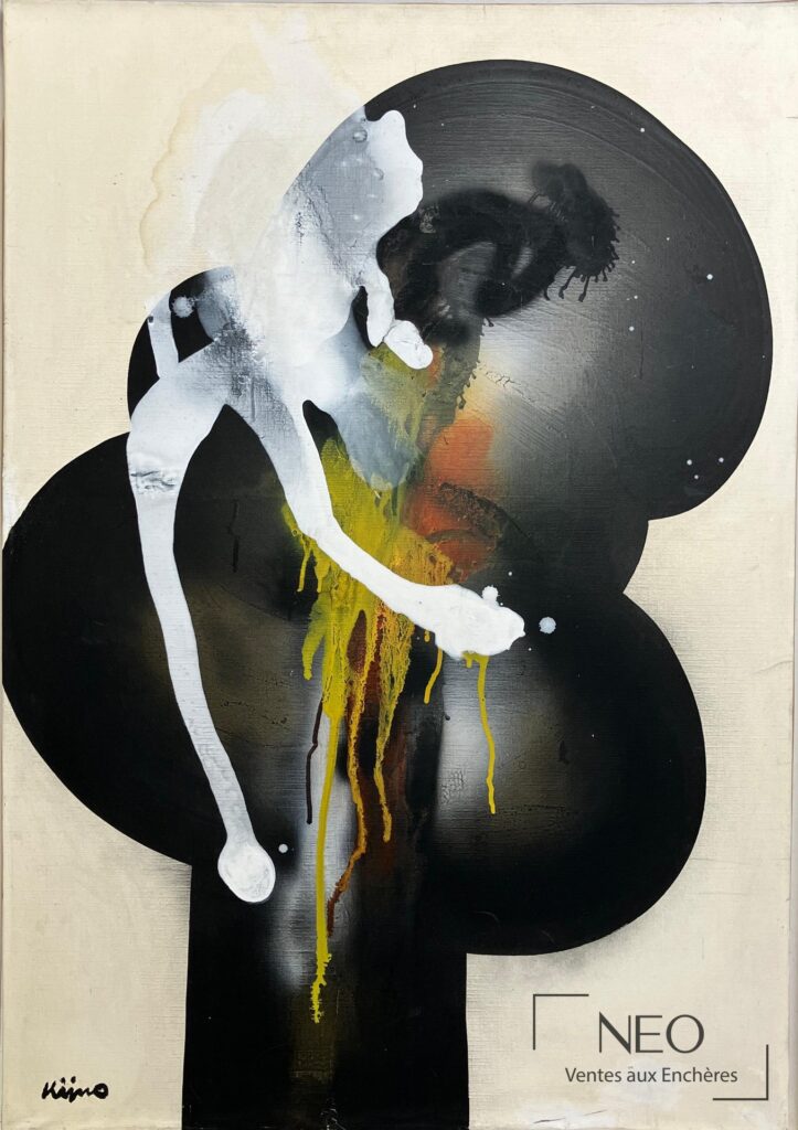 Composition abstraite de Kijno avec grands aplats noirs