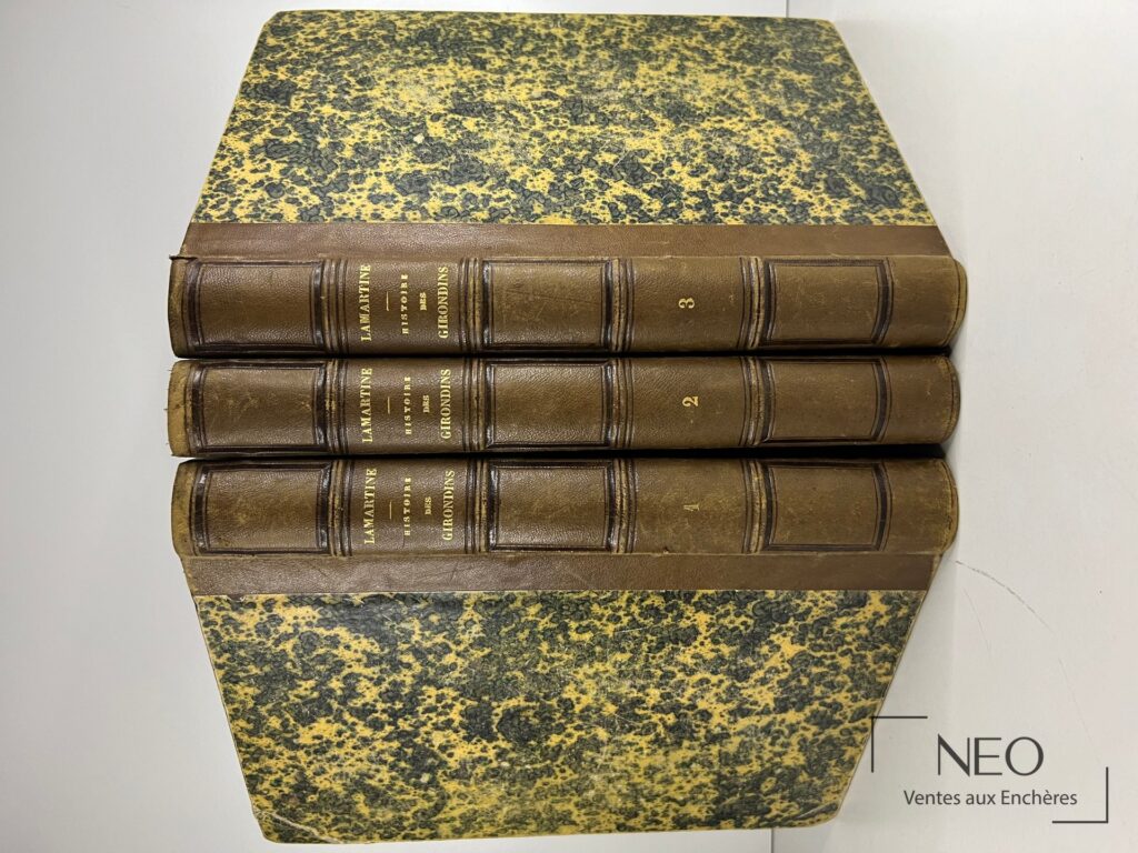 Trois volumes reliés de Histoire des Girondins de Lamartine