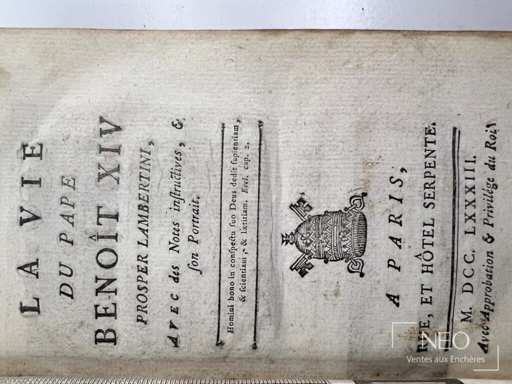 Page de titre de La vie du pape Benoit XIV