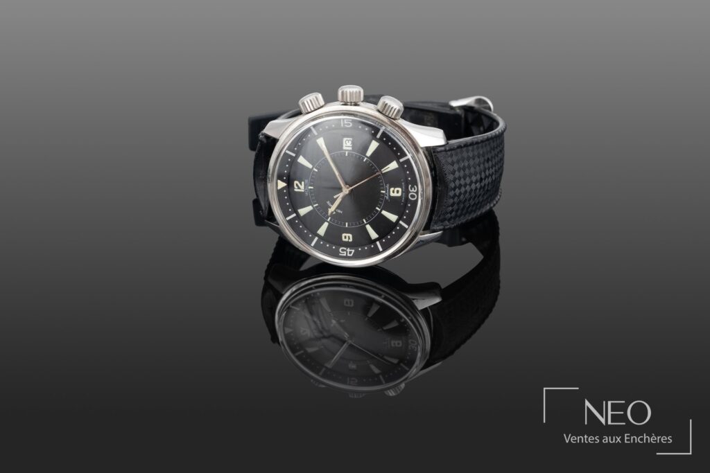 Montre LeCoultre Deep Sea Calendar Polaris de plongée à cadran noir et trois couronnes