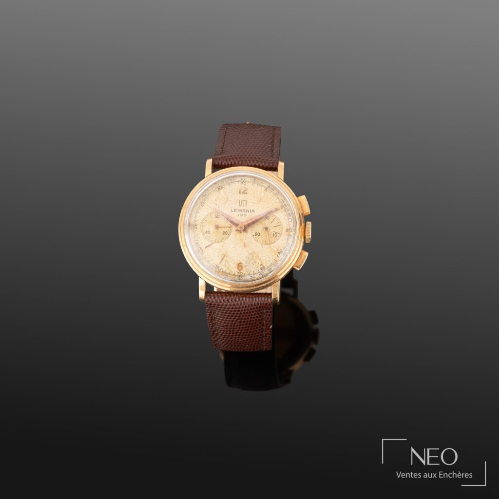 Montre-bracelet chronographe Lemania pour UTI en or jaune