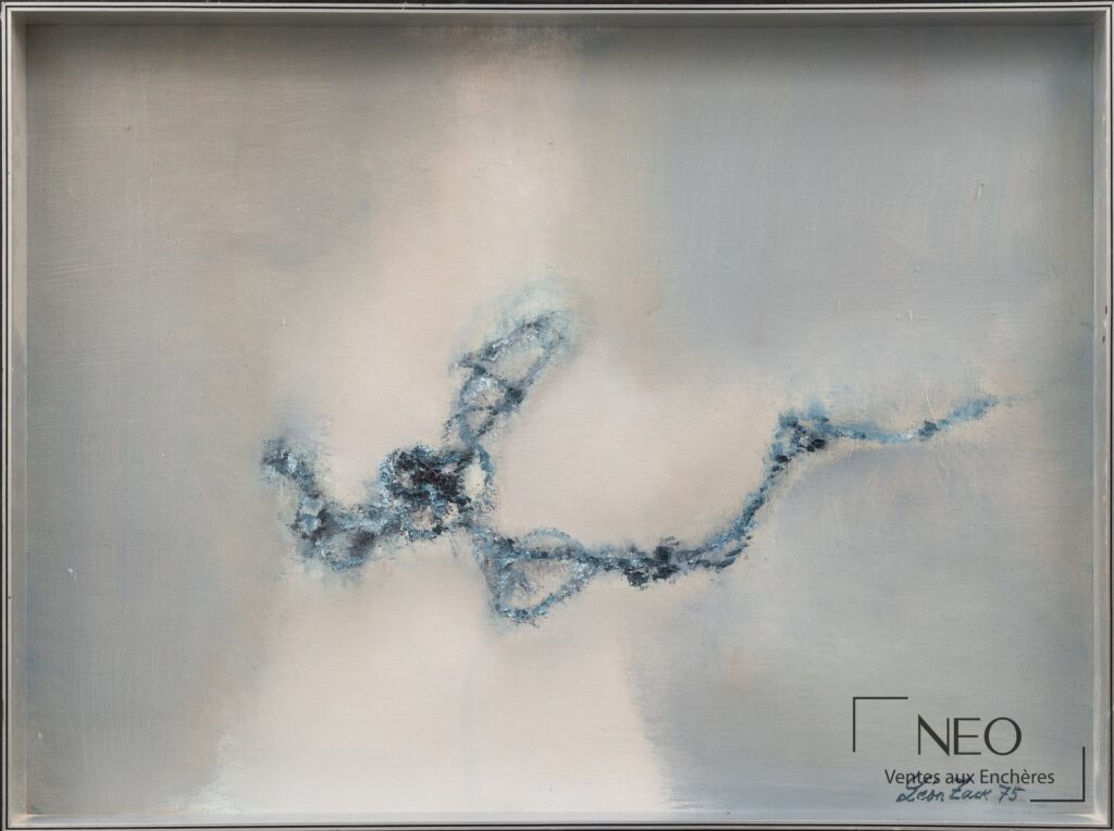 Peinture abstraite bleu gris de Léon Zack