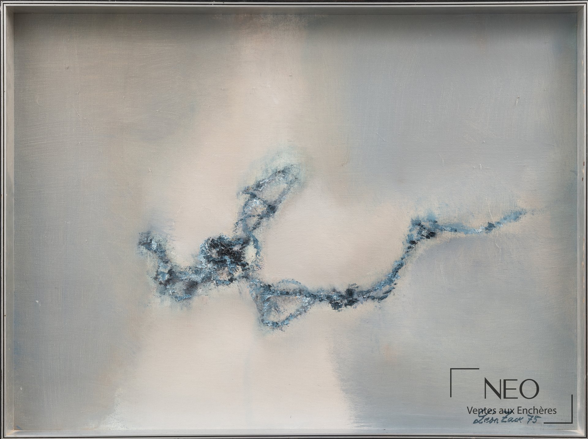 Peinture abstraite bleu gris de Léon Zack