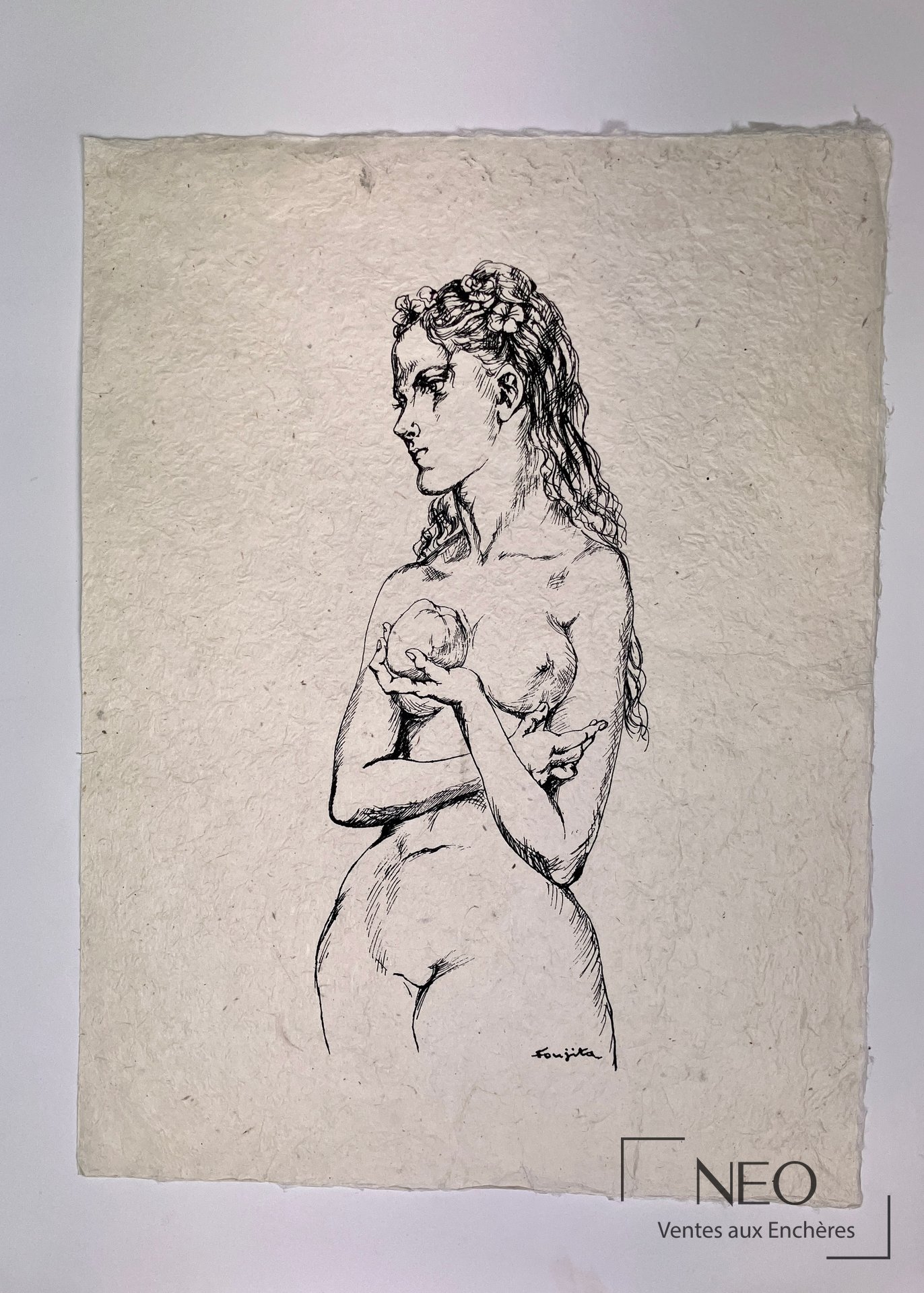 D’après Léonard Foujita, Eve à la pomme, impression sur papier