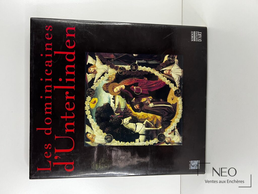 Couverture noire du livre Les Dominicaines d'Unterlinden avec titre rouge et reproduction centrale.