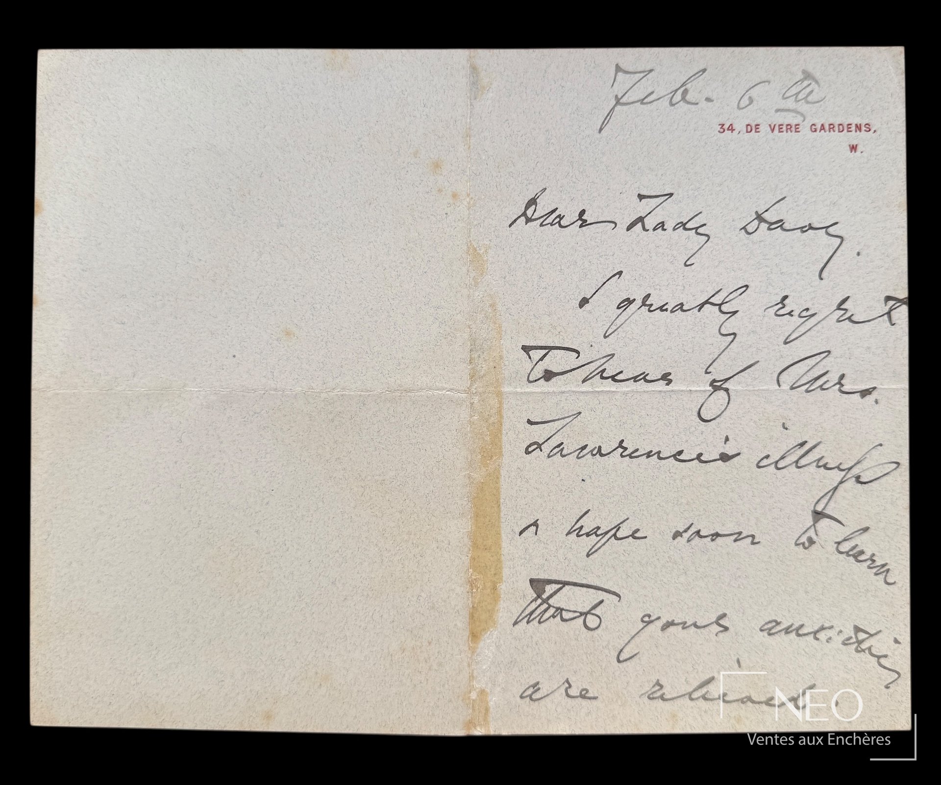 Lettre autographe signée de Henry James