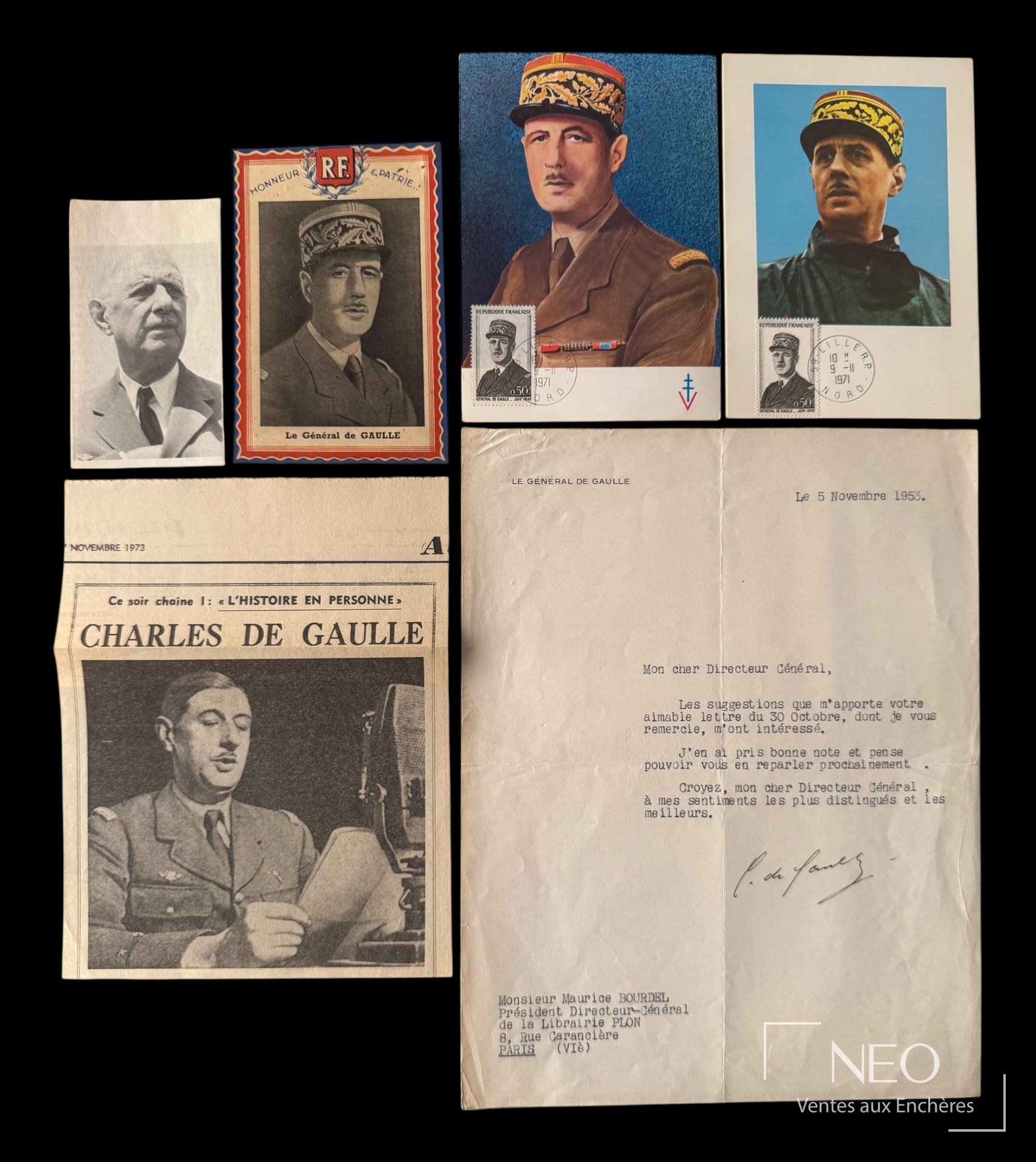 Portrait de Charles de Gaulle en noir et blanc