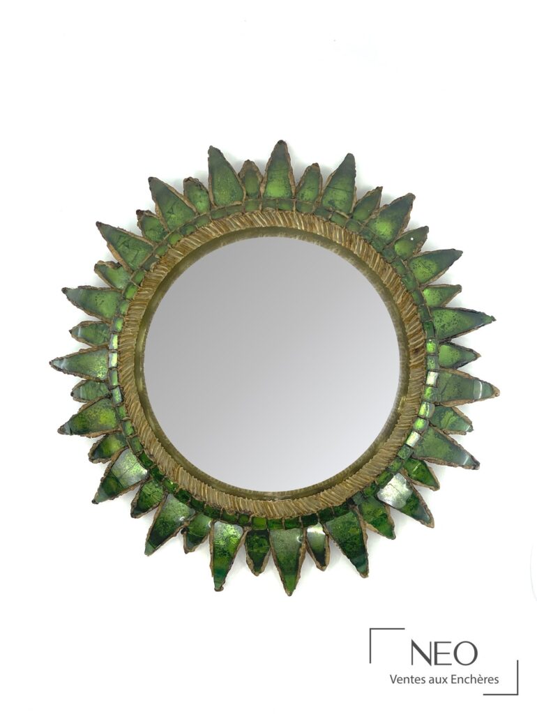 Miroir rond Line Vautrin en talosel vert