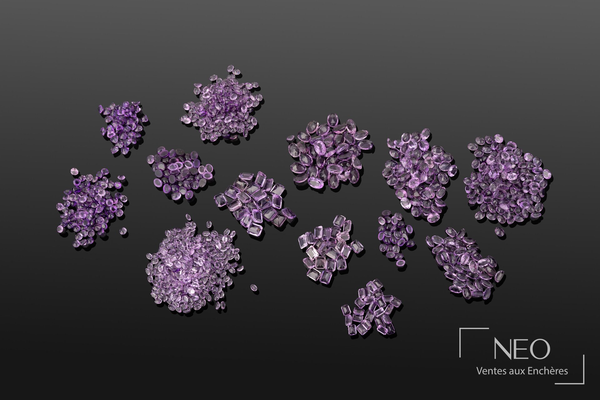 Lot d’améthystes aux formes variées