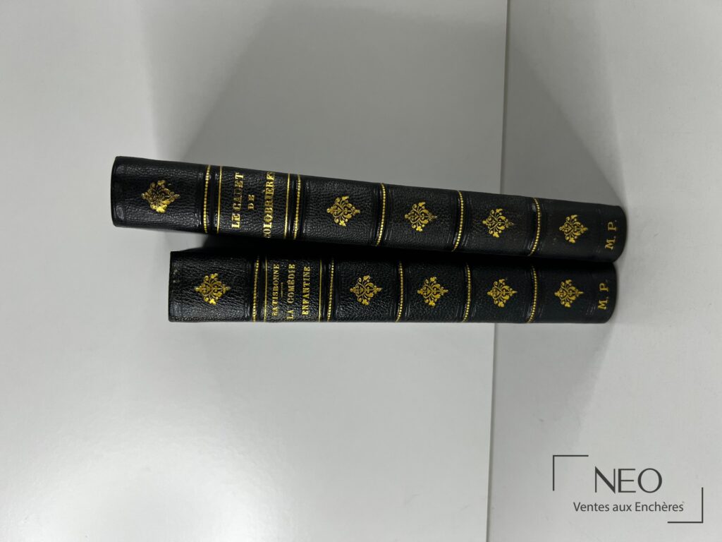 Deux volumes reliés en demi chagrin bleu