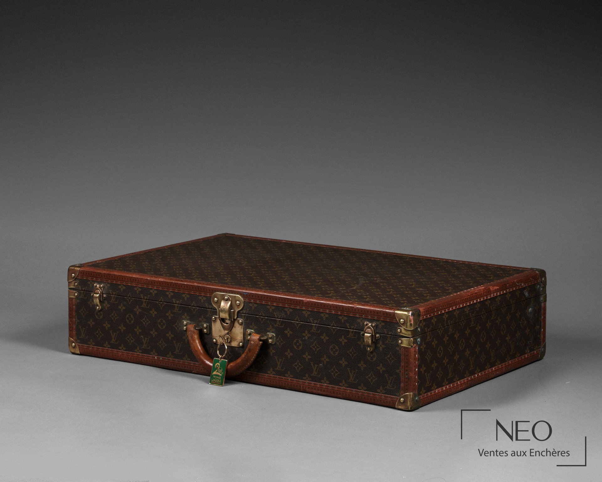 Valise Louis Vuitton Alzer fermée en toile monogrammée et cuir brun