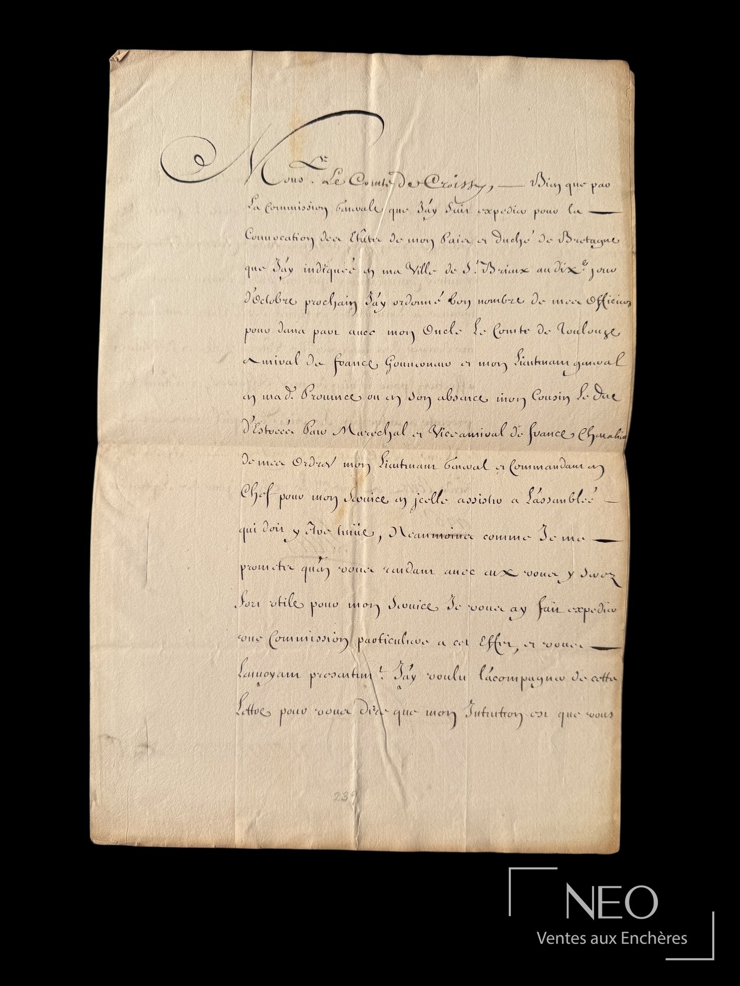 Lettre autographe de Louis XV