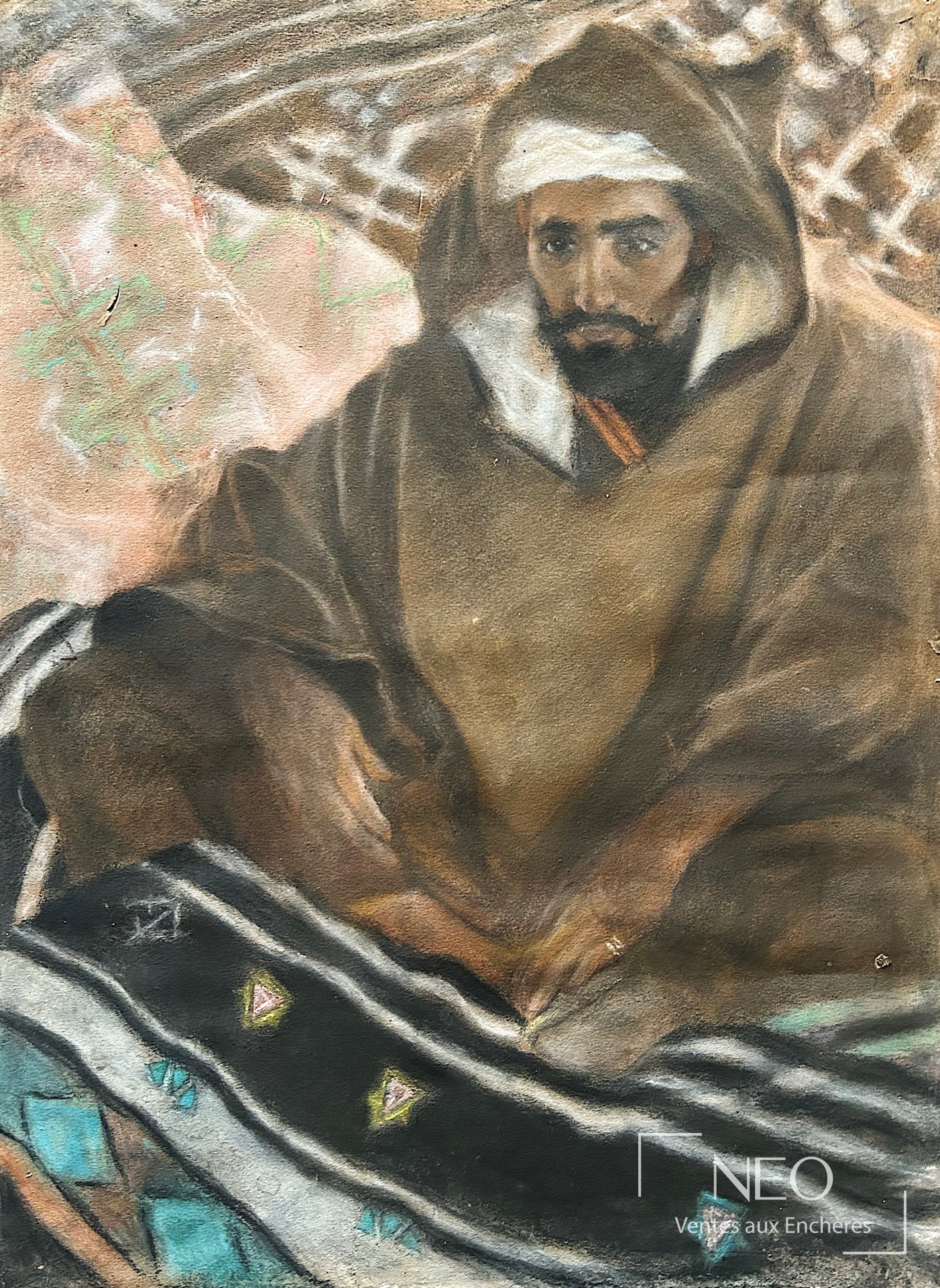 Lucien Lévy-Dhurmer, Portrait de bédouin, pastel sur papier