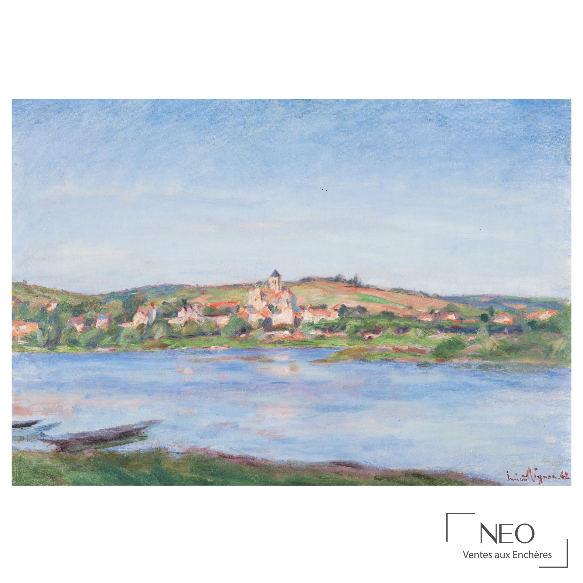 Paysage de Lucien Mignon représentant La Seine à Vétheuil