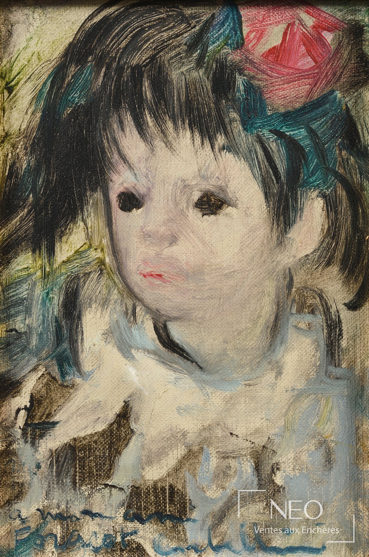 Portrait de jeune fille à l’huile sur toile