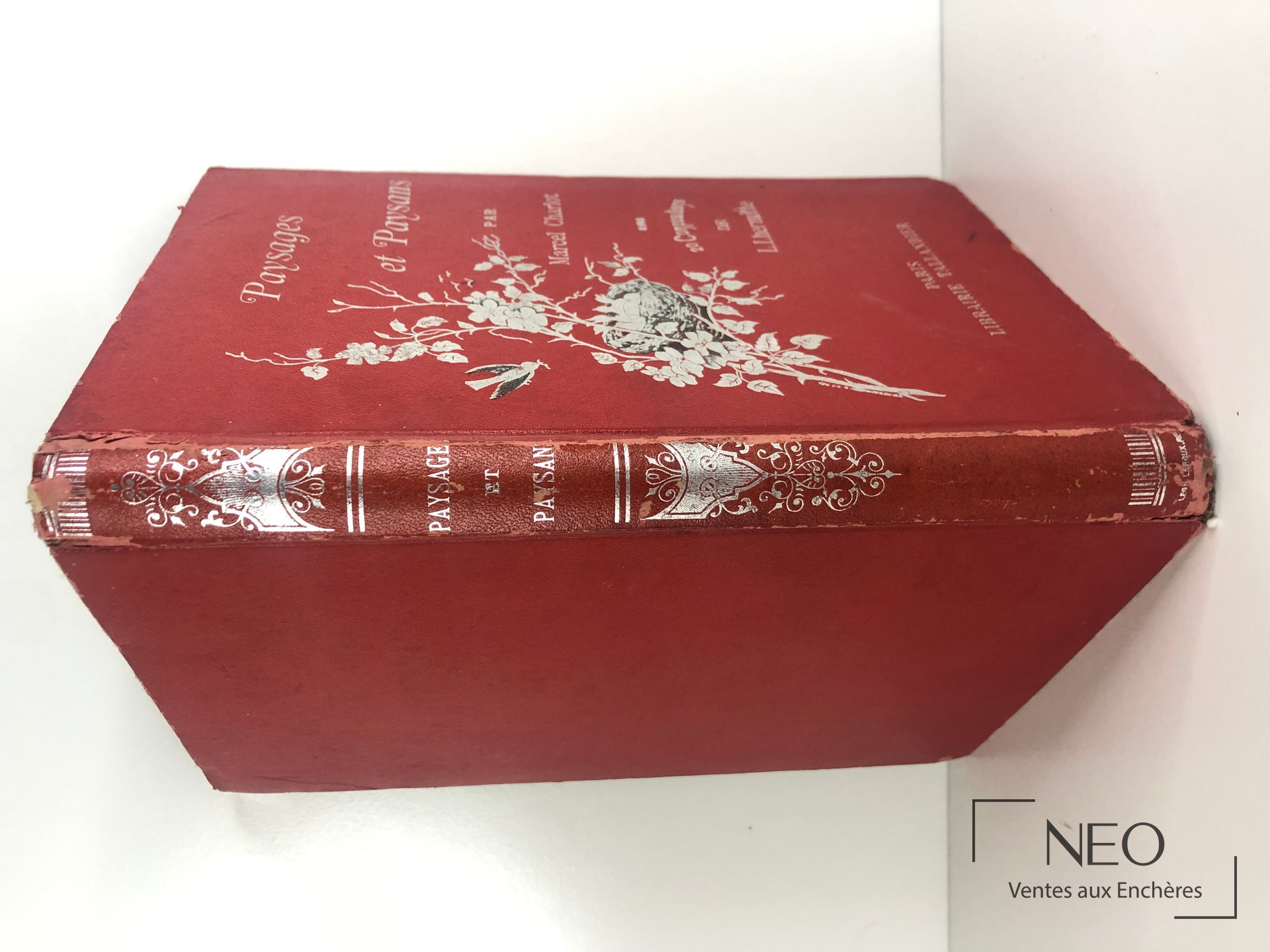 Cartonnage rouge et argenté du livre de Marcel Charlot