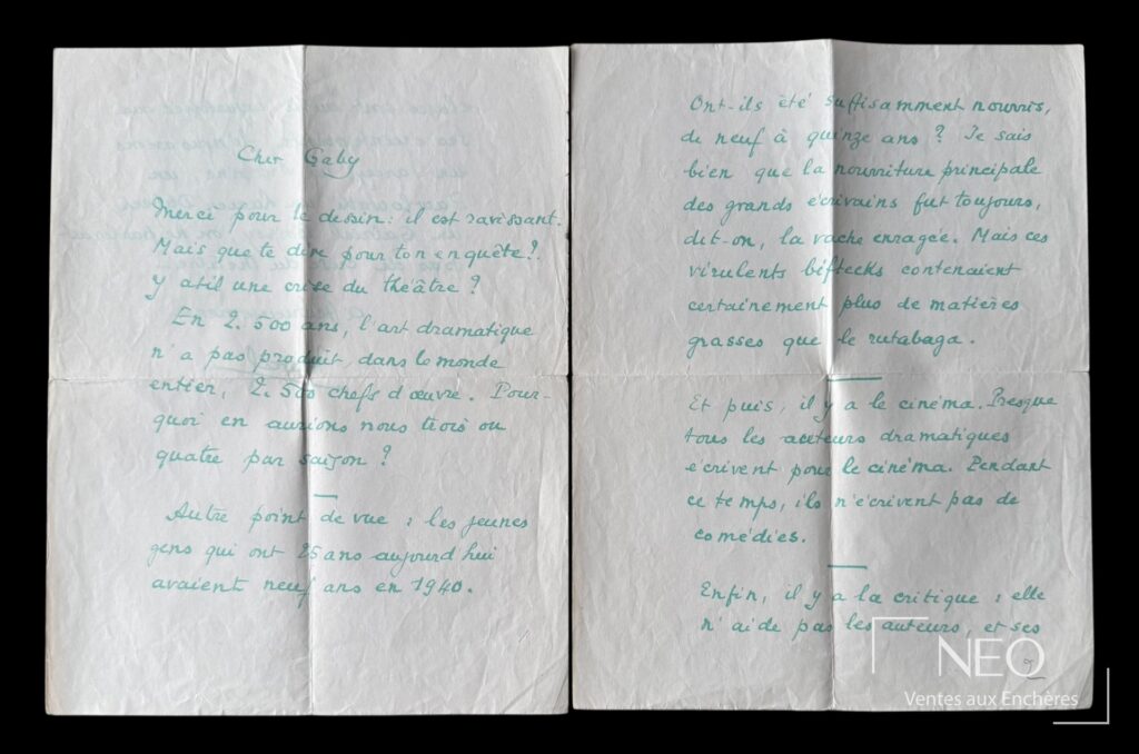 Lettre autographe signée de Marcel Pagnol