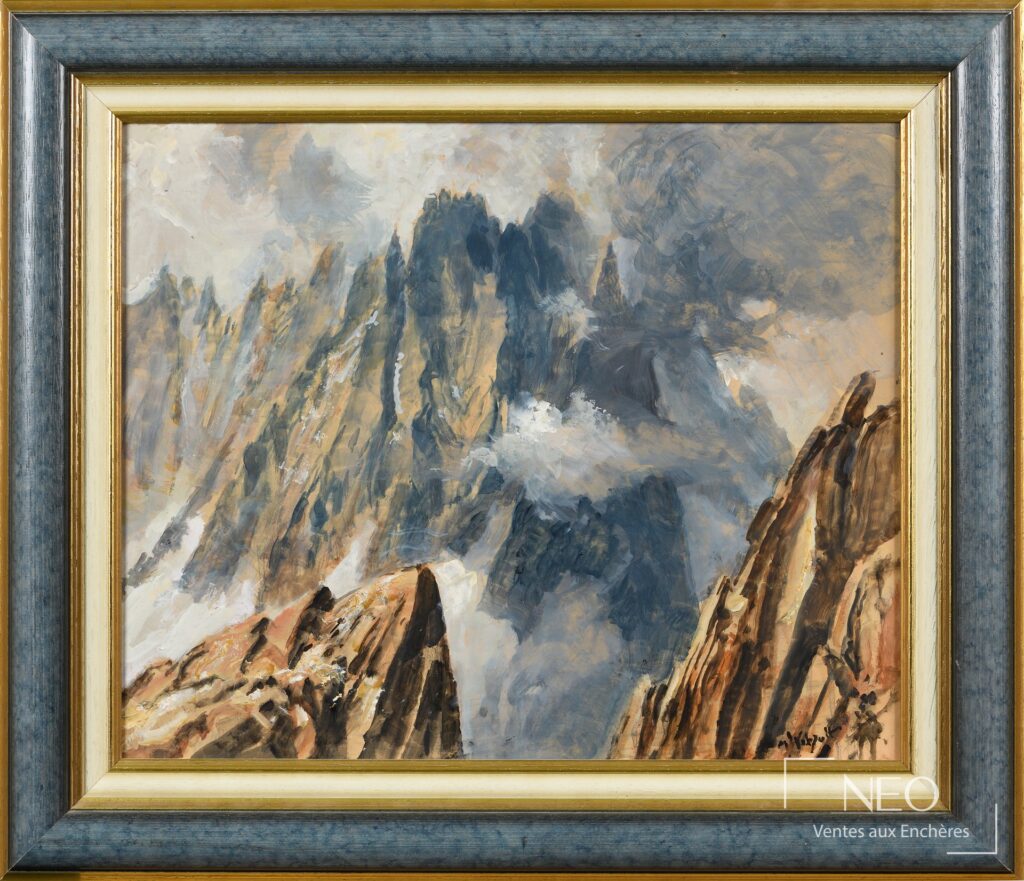Peinture de montagne encadrée