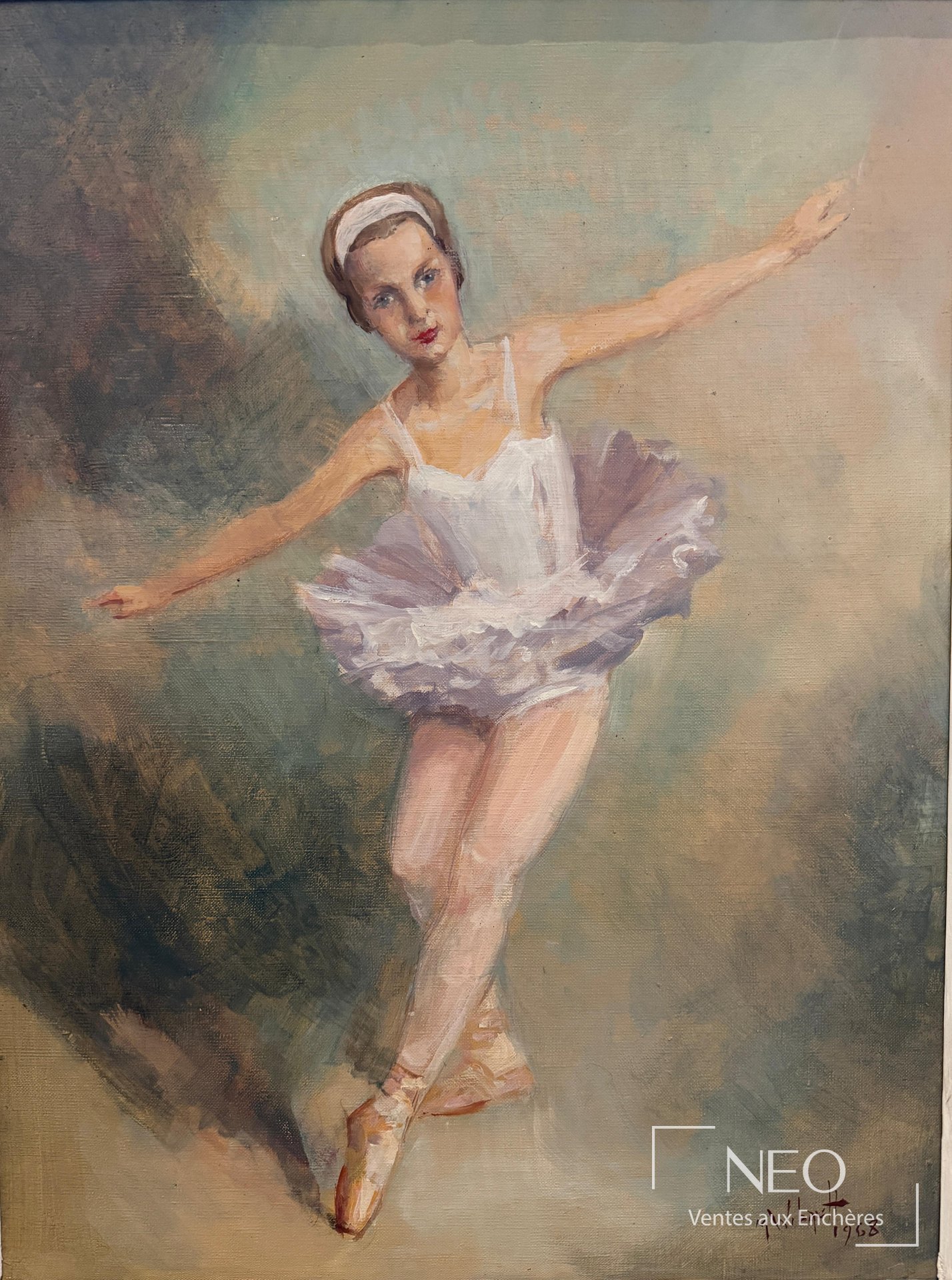 Danseuse en tutu peinte à l'huile sur toile