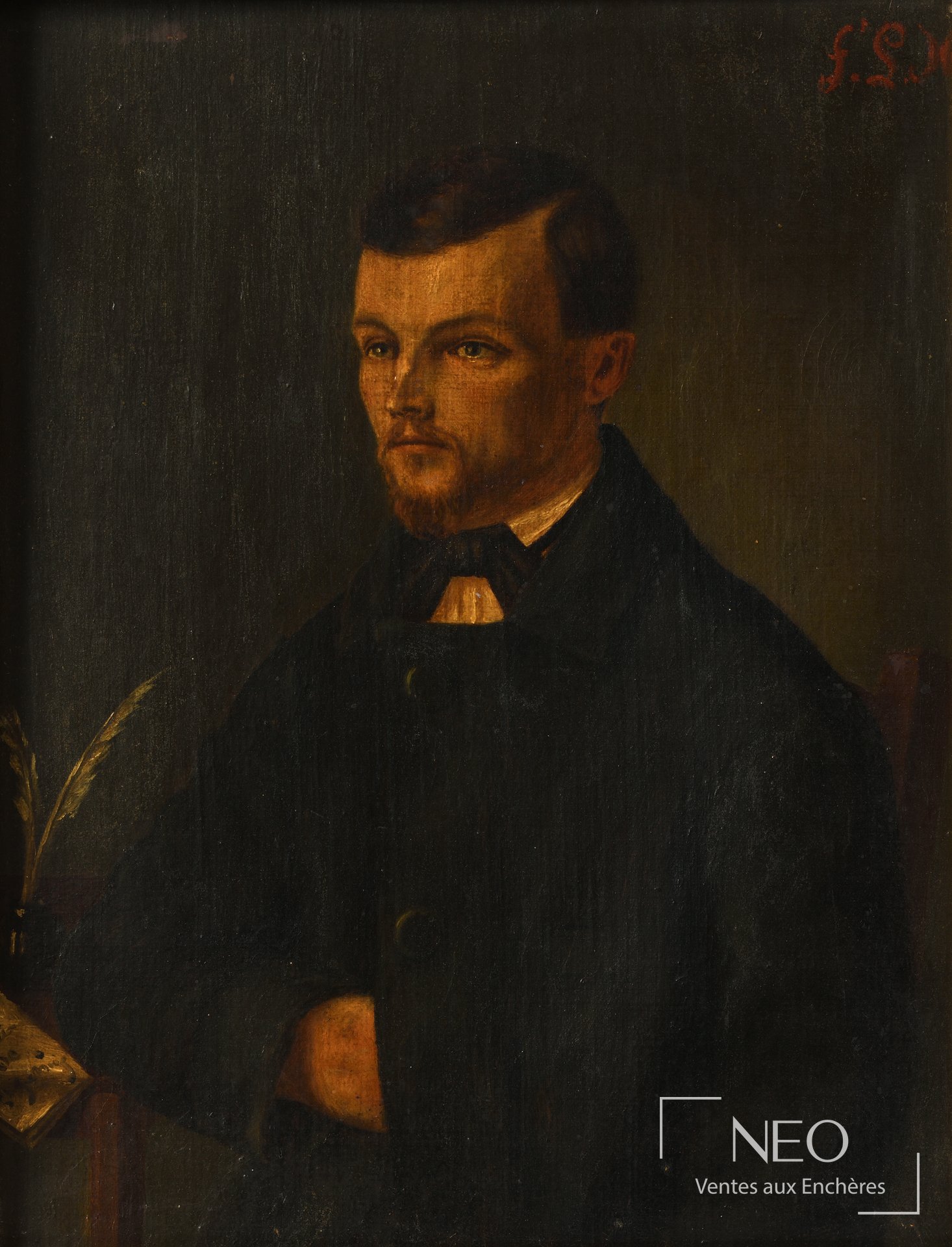 Portrait d'homme peint à l'huile sur fond sombre