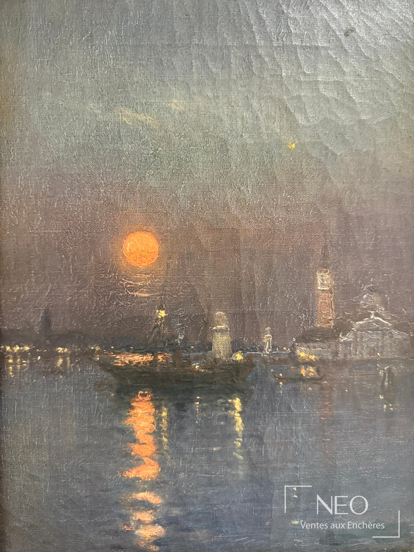 Vue nocturne de Venise avec lune