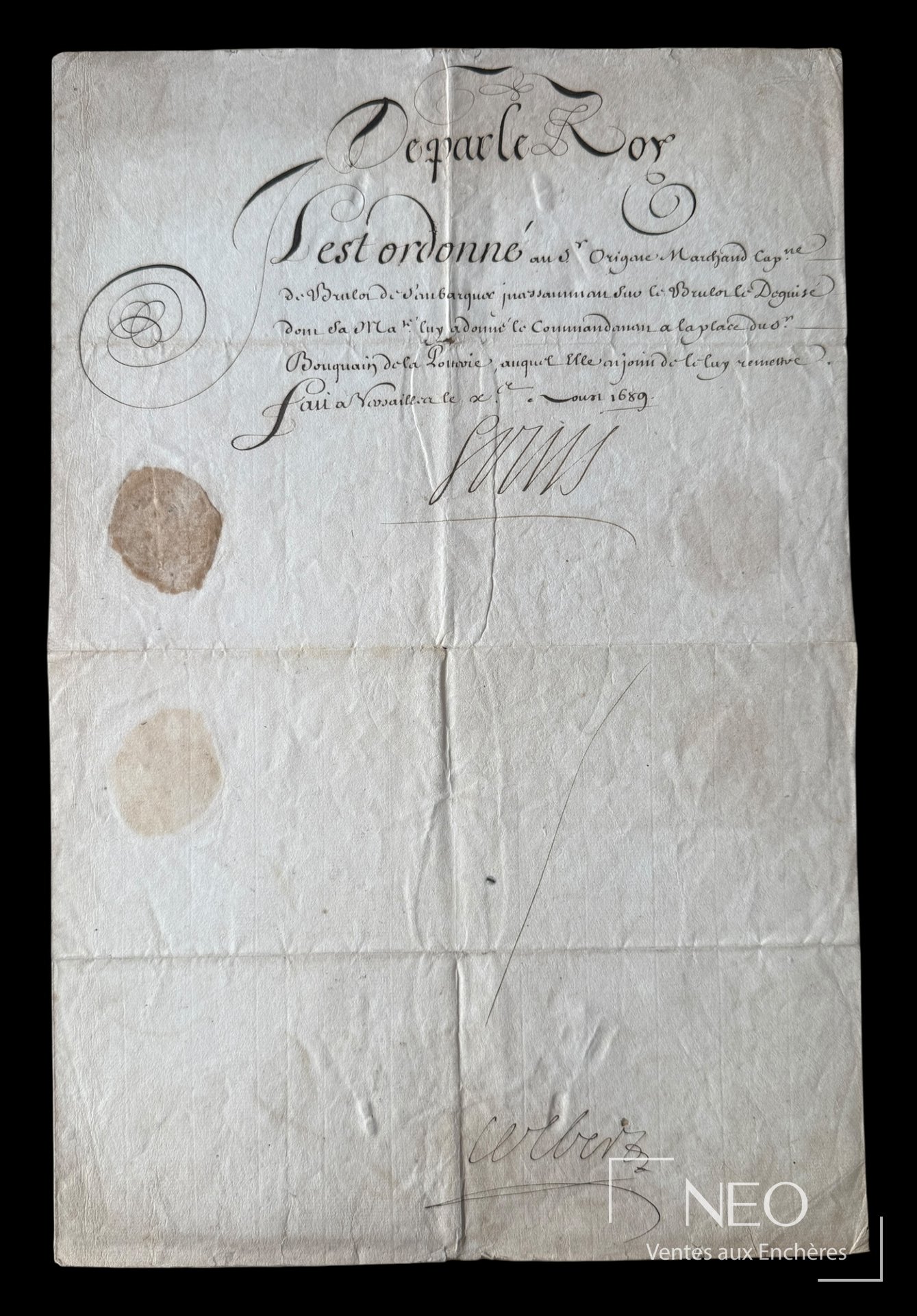 Ordonnance manuscrite de Louis XIV sur papier