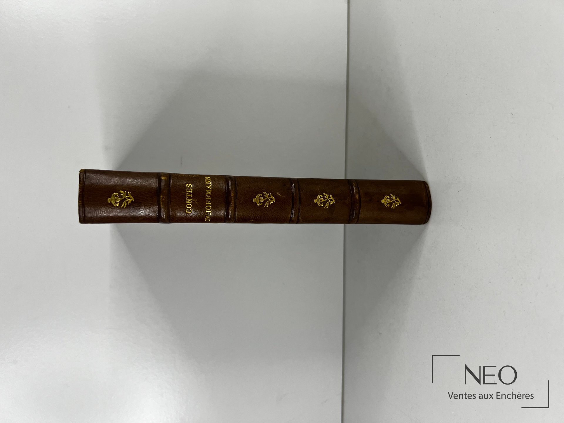 Dos d'un livre en demi basane avec nerfs