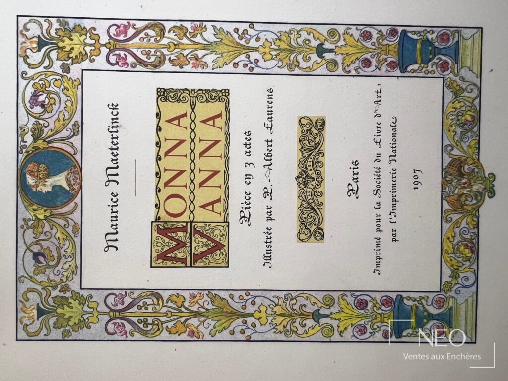 Couverture illustrée de Monna Vanna de Maurice Maeterlinck avec encadrement floral coloré