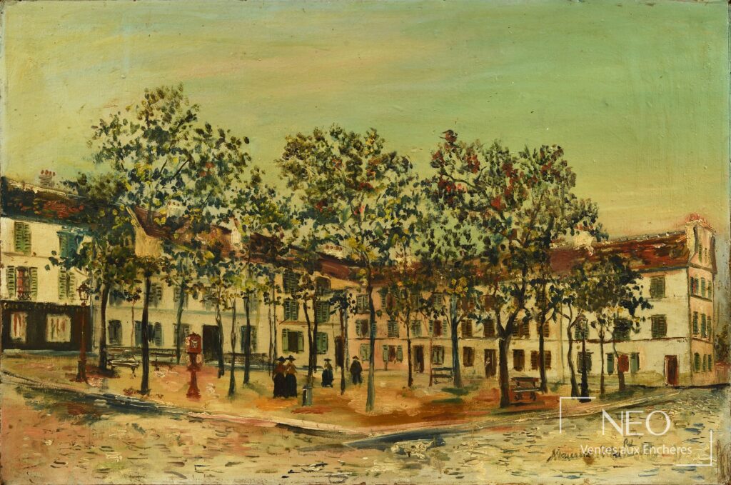 Vue de la place du Tertre à Montmartre peinte par Maurice Utrillo