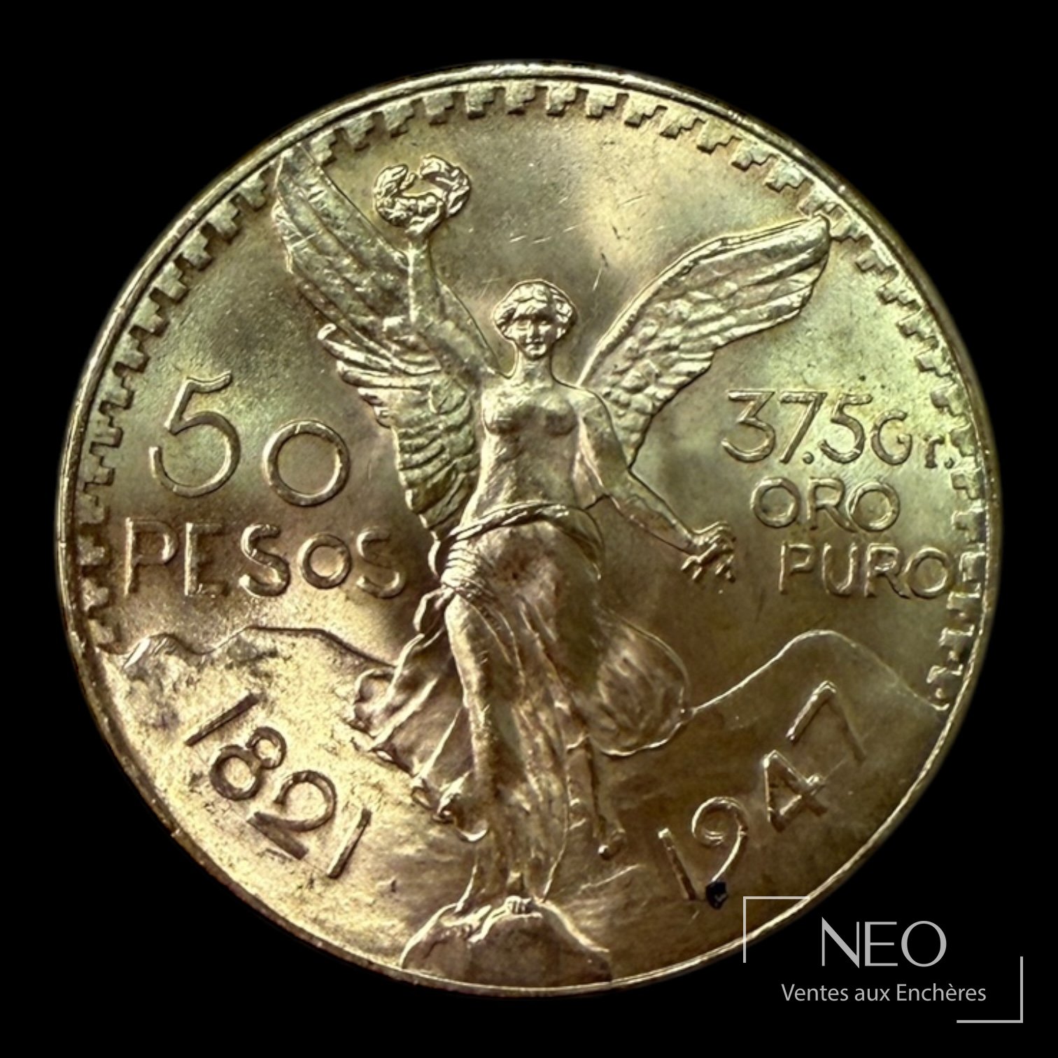 Avers d'une pièce mexicaine de 50 Pesos en or