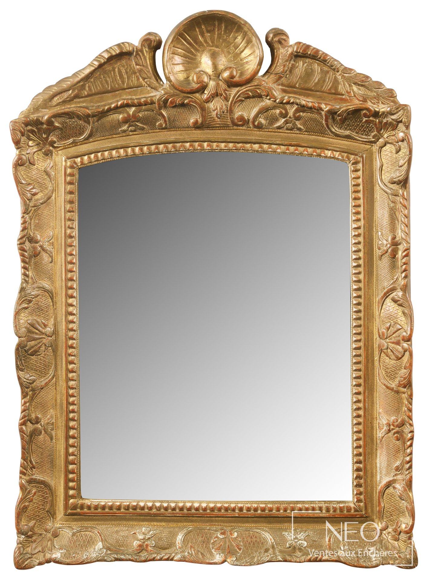 Miroir rectangulaire en bois doré, Style Régence