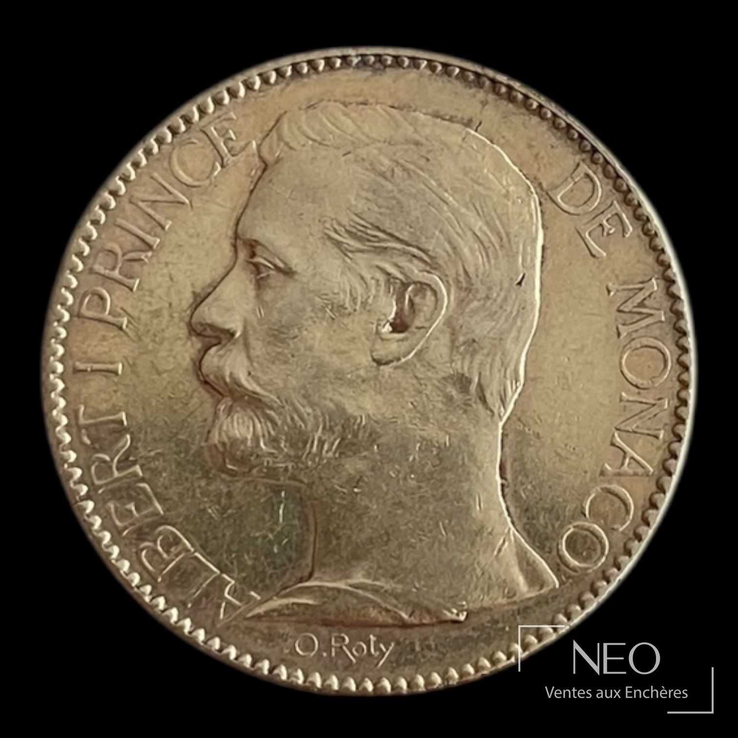 Principauté de Monaco 1 pièce de 100 francs or Albert 1er, 1895, signée O. Roty