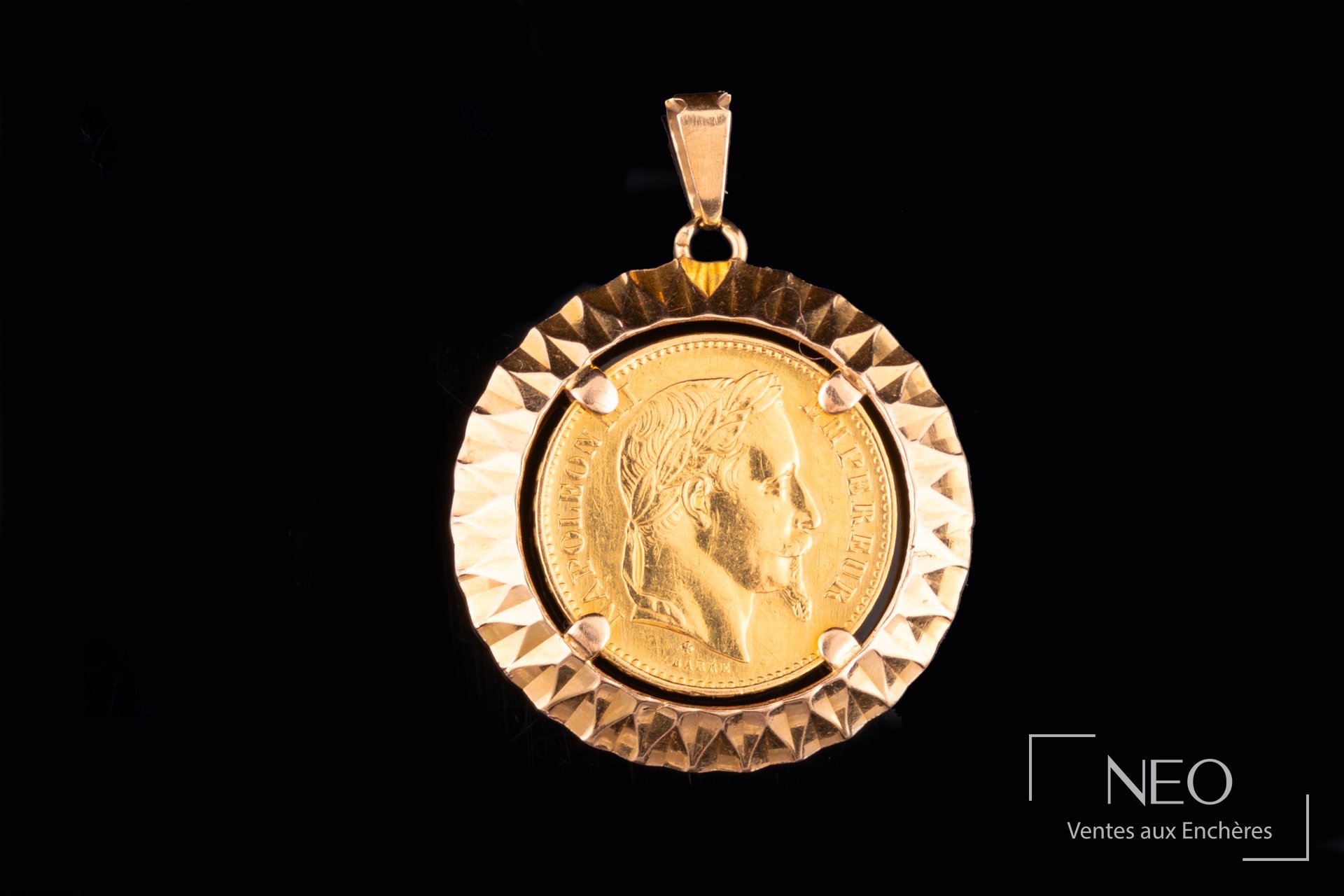 Monnaie or Napoléon III 1869 en monture or jaune 750 millièmes