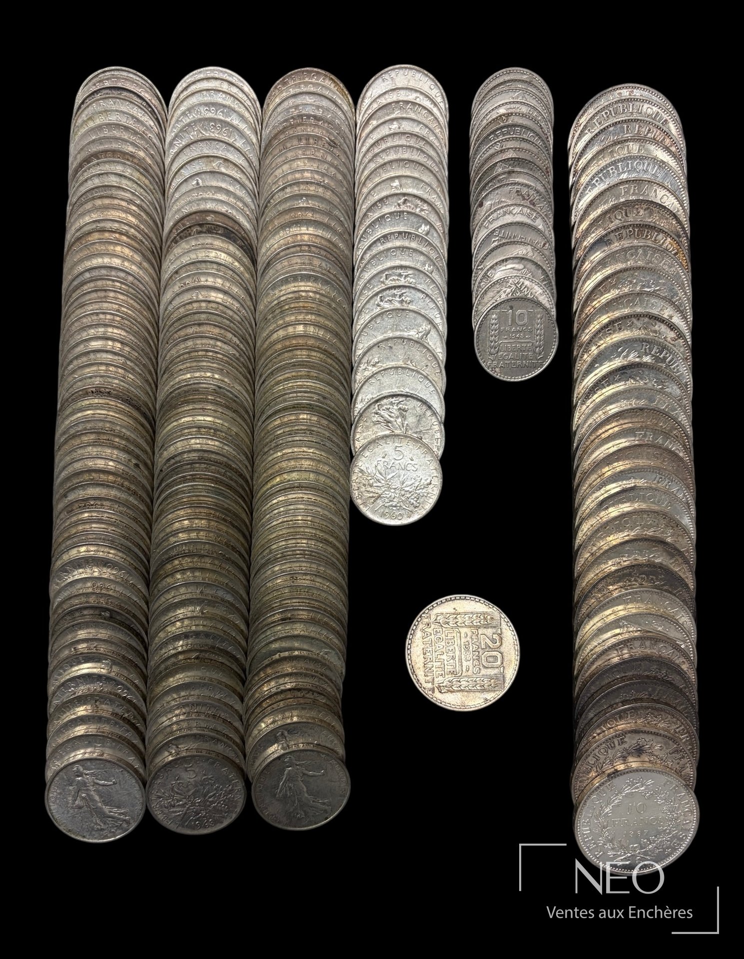Important ensemble de monnaies en argent, années 1960-1970