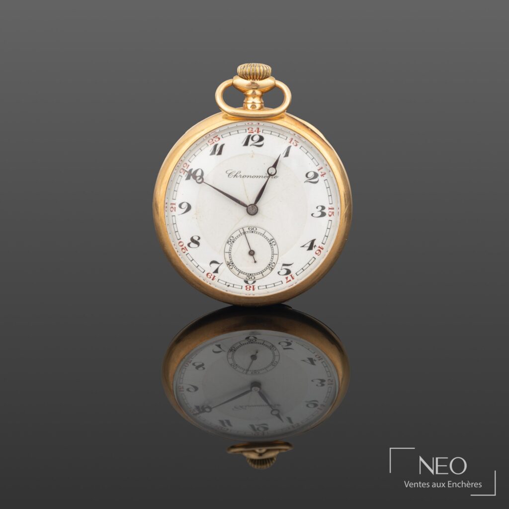 Montre à gousset chronomètre en or jaune 18K