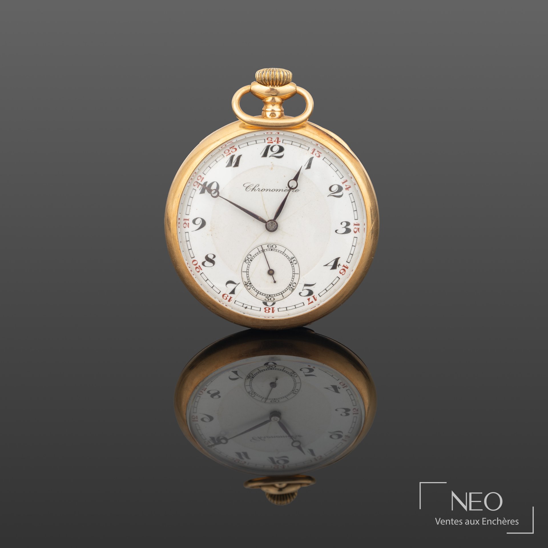 Montre à gousset chronomètre en or jaune 18K