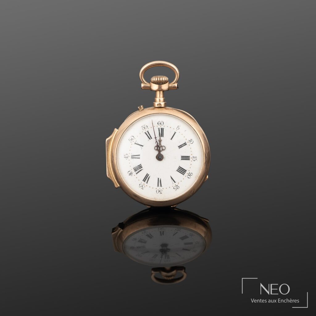 Montre à gousset en or jaune 18K vue de face