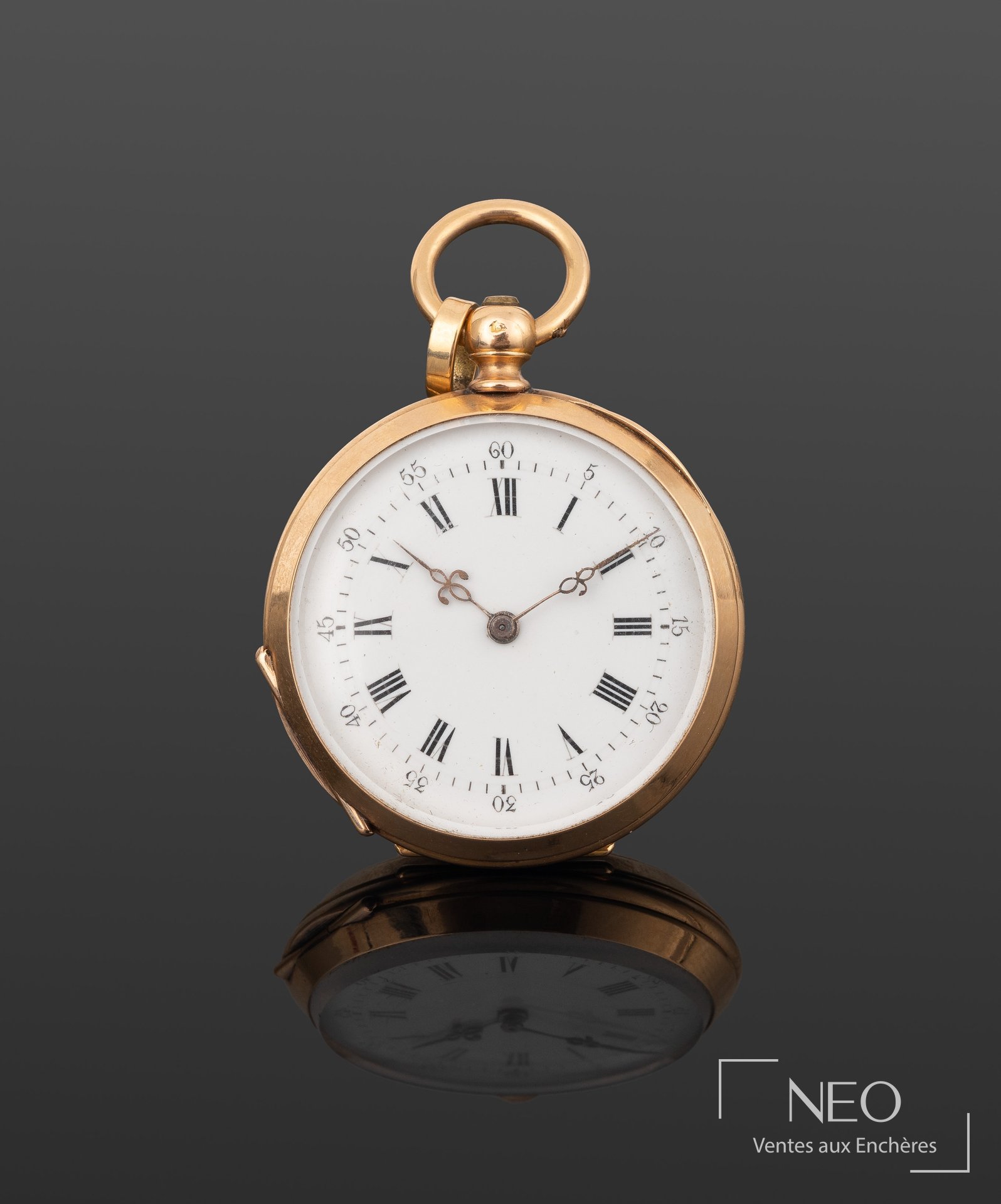 Petite montre à gousset en or jaune 18 carats, mouvement mécanique