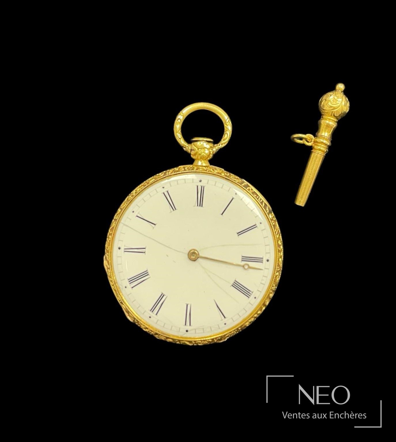 Petite montre à gousset en or jaune 18 carats, cadran émaillé blanc