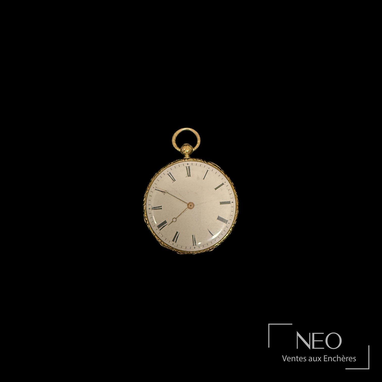 Montre à gousset en or jaune avec cadran émaillé blanc et chiffres romains