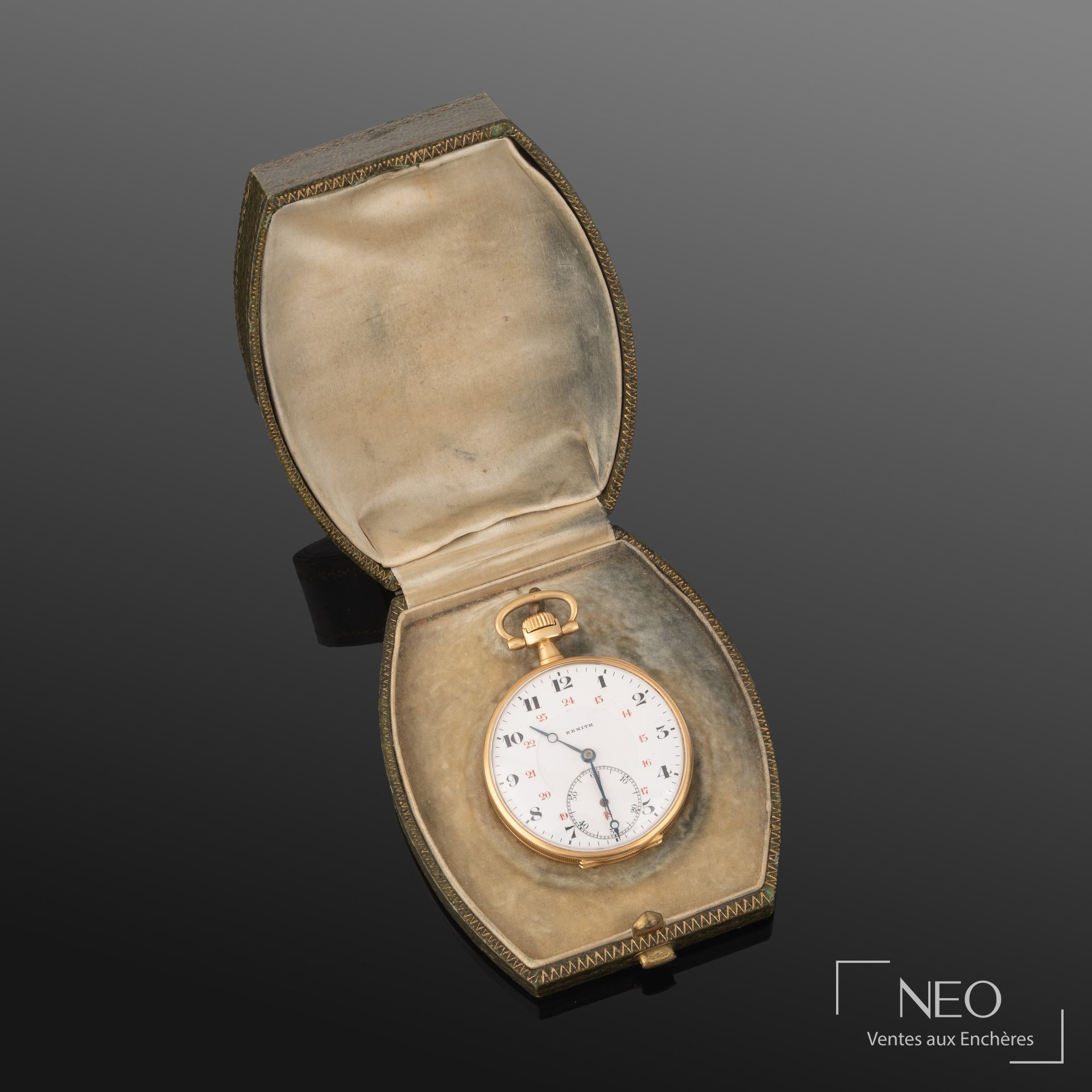 Montre à gousset Zenith en or jaune 18K, mouvement mécanique