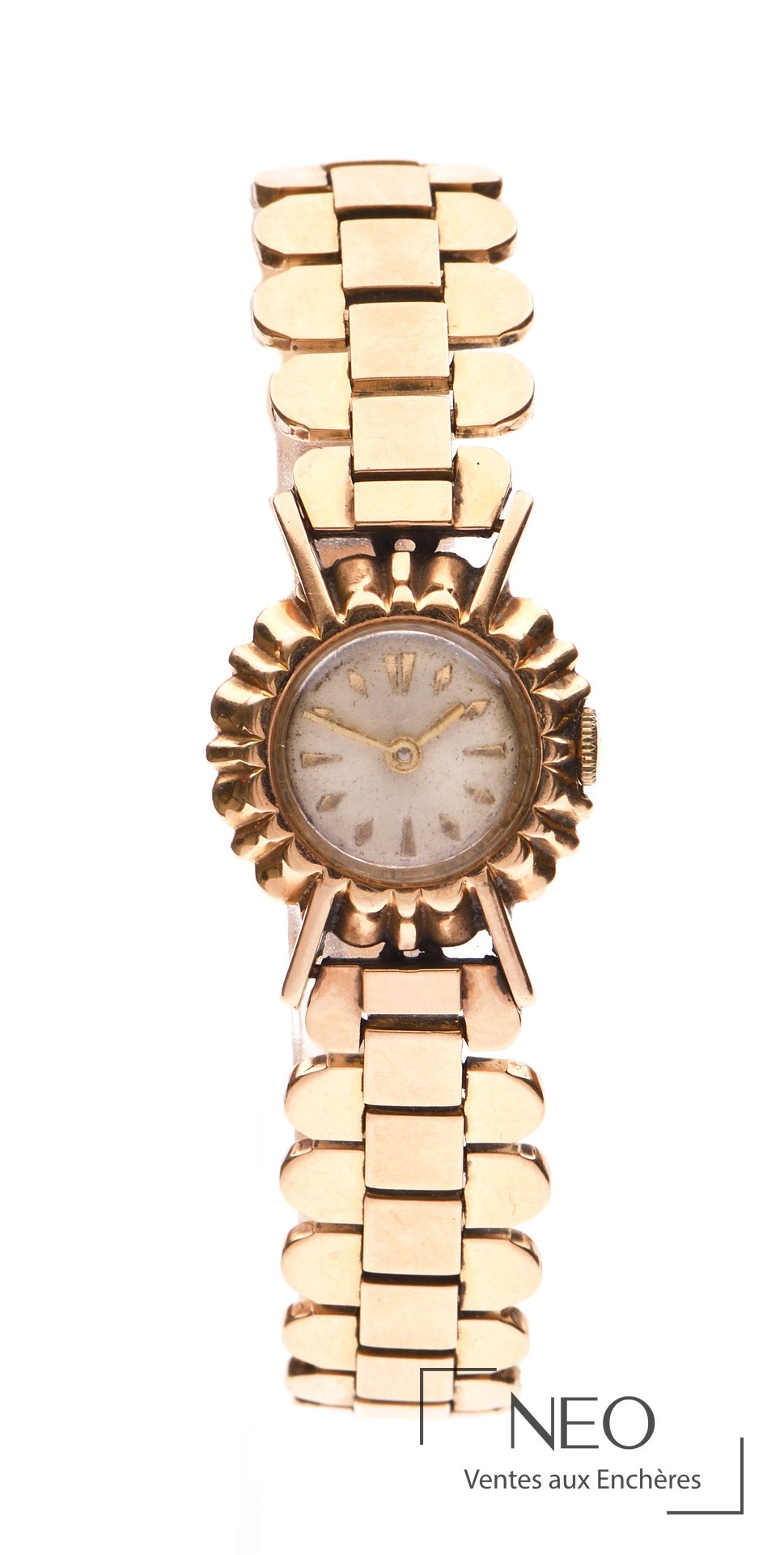 Montre-bracelet en or jaune 18 carats, cadran crème, mouvement manuel
