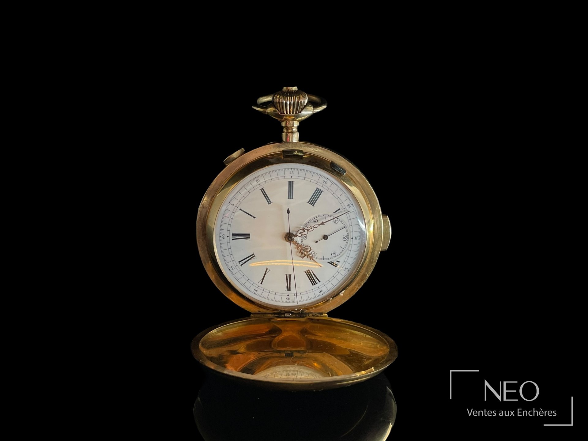 Montre de poche en or jaune à cadran émaillé blanc