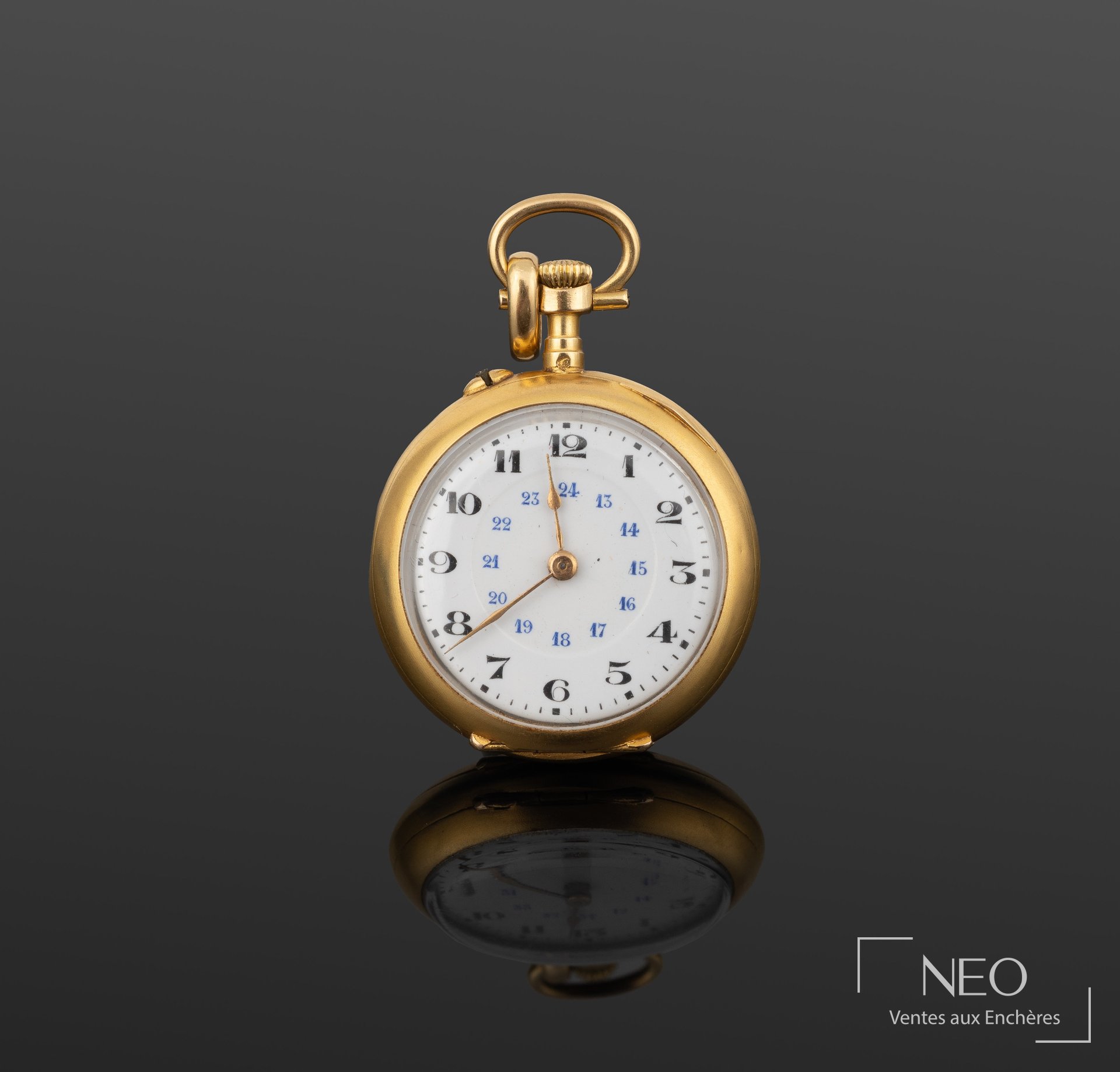 Petite montre de poche en or jaune 18 carats, mouvement mécanique